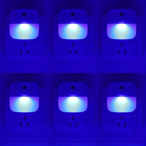KINUR 6 Pack LED Blue Night Light Plug in, Dusk to Dawn Sensor Automatic on and Off, Energy efficient, Soft Glow nightlights for Kids, Nursery