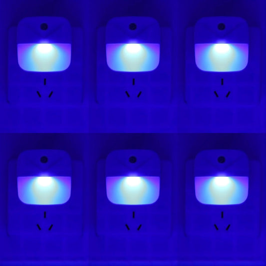 KINUR 6 Pack LED Blue Night Light Plug in, Dusk to Dawn Sensor Automatic on and Off, Energy efficient, Soft Glow nightlights for Kids, Nursery