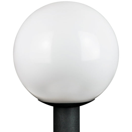 Sunlite 41320-SU 12" Decorative Outdoor Fixture, Medium (E26) Socket, Mounts on 3" Post (Not Included), UL Listed, White Globe, Black Base
