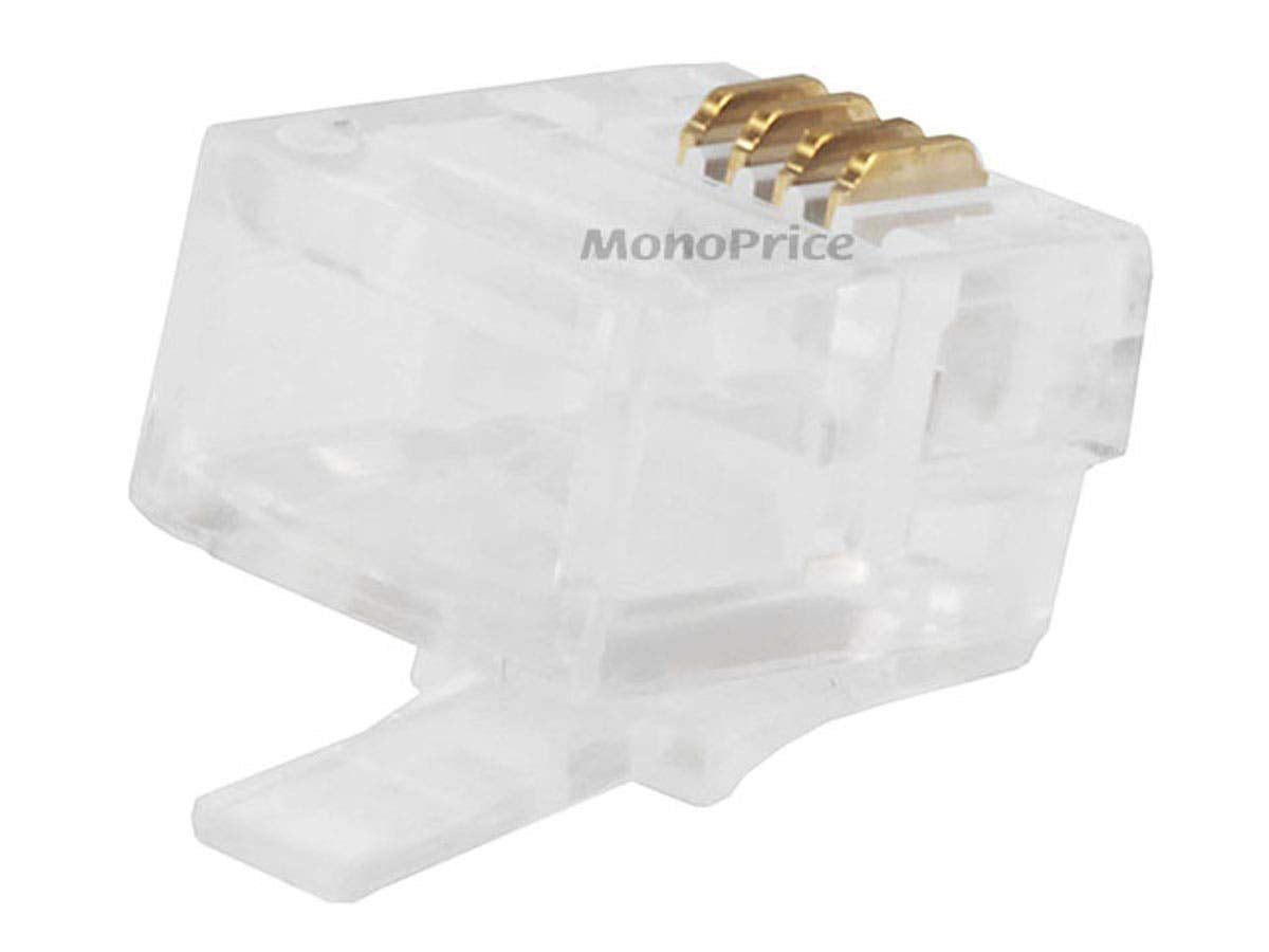 Monoprice 107269 RJ11 6P4C Plug Round Solid, 2-Packs of 50