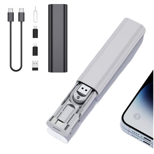 BCletty Hidden Data Cable Storage Box with 60W Super Fast Charging Cable, Multifunctional Multiple adapters, Versatile Matching Type-C