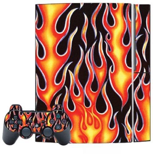 Mightyskins Protective Skin Decal Cover Sticker Compatible with Playstation 3 Console + Two PS3 Controllers - Hot Flames