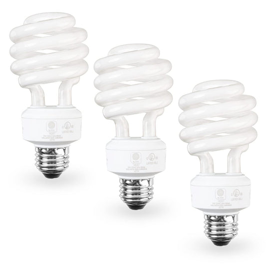 SLEEKLIGHTING E26 Standard Screw Base 23W Spiral CFL Light Bulb Daylight