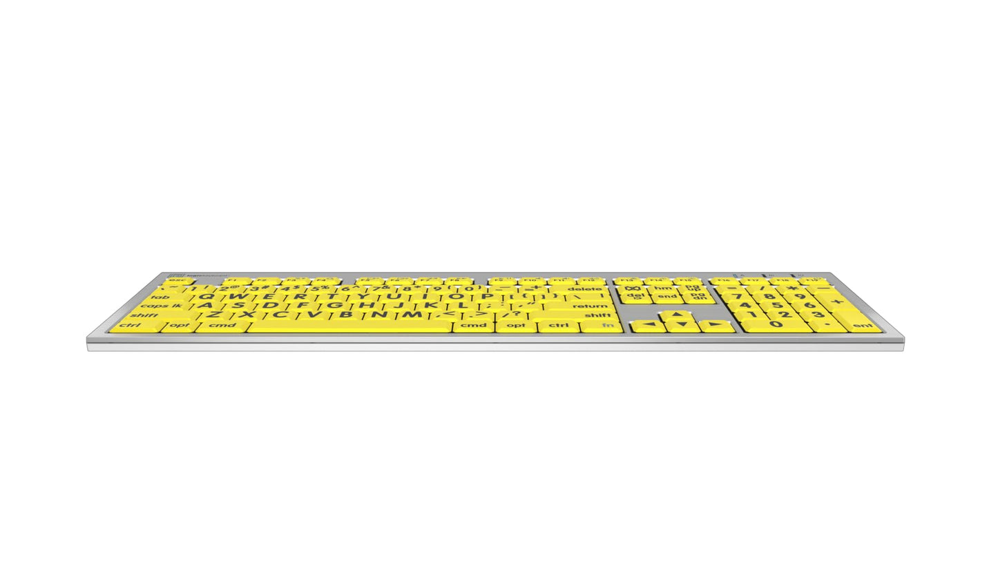 Logickeyboard 'Slimline' with Large Print • Black Letters on Yellow Keys • Made for Mac • Including LogicLight Lamp • p/n LKBU-LPRNTBY-CWMU-US