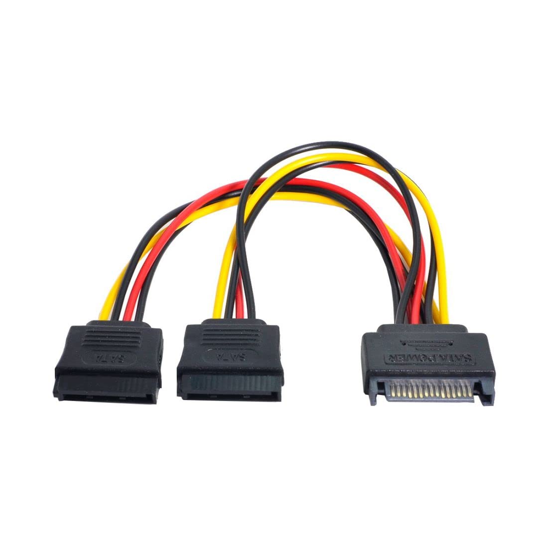 chenyang CY SATA Power Cable,SATA II Hard Disk 15Pin Male 1 to 2 Female Splitter Extension Power Cable for SSD HDD 5V 12V