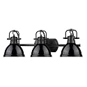 Golden Lighting 3602-BA3 BLK-BK Duncan Bath Fixture, Matte Black with Black Shades
