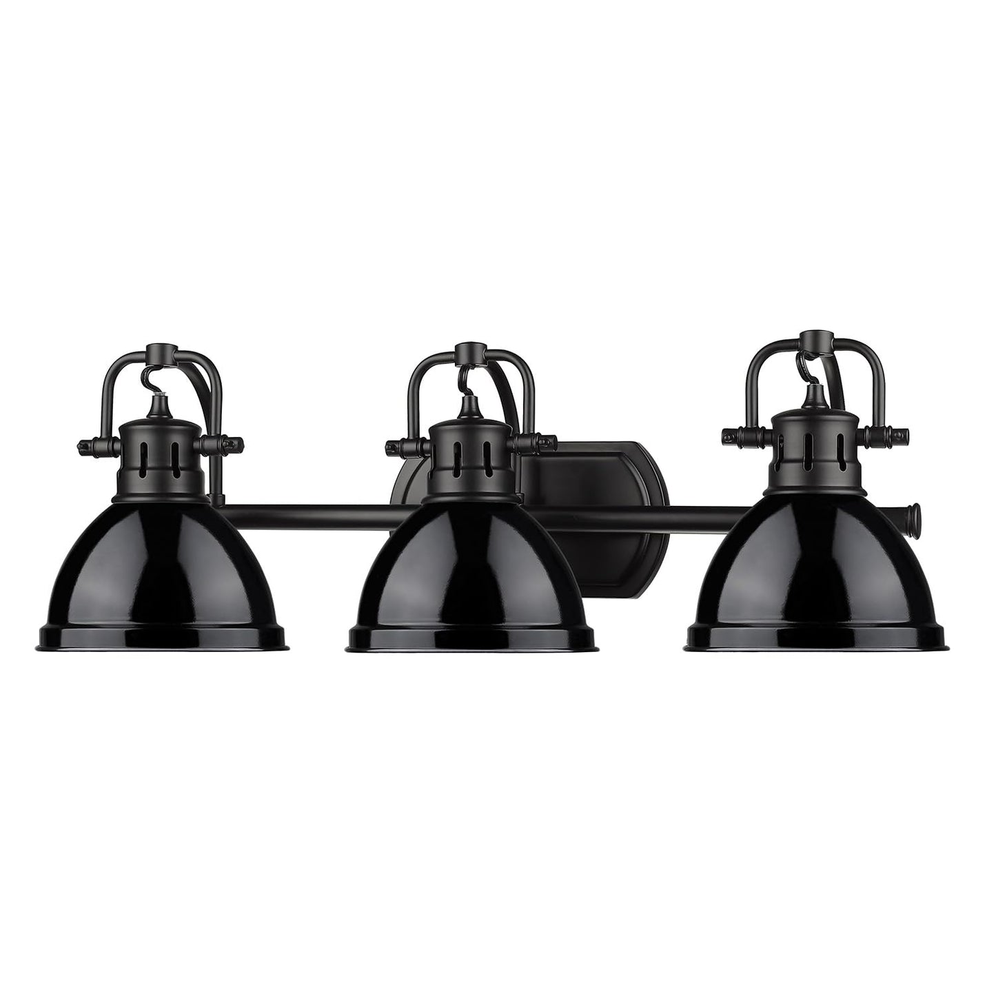 Golden Lighting 3602-BA3 BLK-BK Duncan Bath Fixture, Matte Black with Black Shades