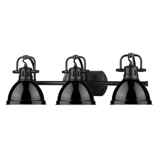 Golden Lighting 3602-BA3 BLK-BK Duncan Bath Fixture, Matte Black with Black Shades