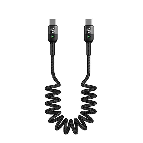 mcdodo [Type C to C] Anti Winding Cable, PD Fast Charging Retractable Data 60W Cable Nylon Braided LED Compatible with Samsung S10,S9,S8+,Google,New