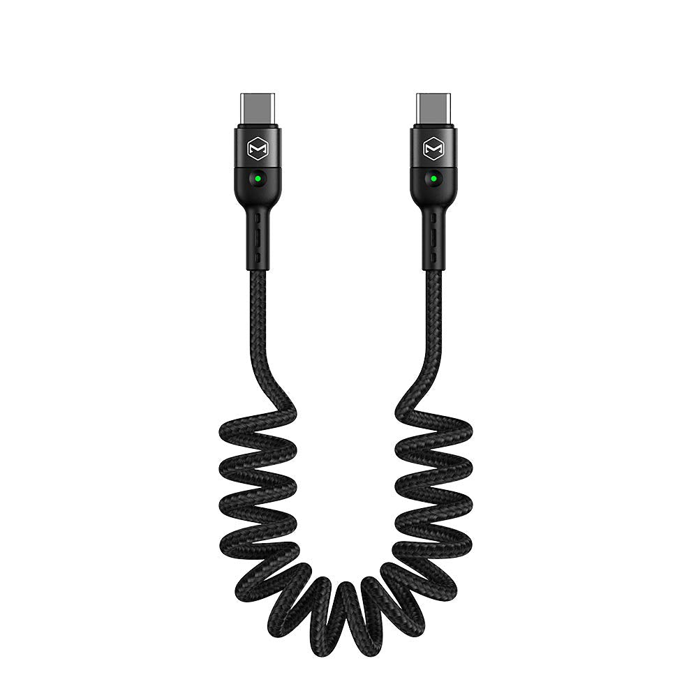 mcdodo [Type C to C] Anti Winding Cable, PD Fast Charging Retractable Data 60W Cable Nylon Braided LED Compatible with Samsung S10,S9,S8+,Google,New