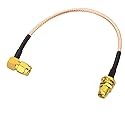 RedYutou RP-SMA Male Right Angle to RP-SMA Female Jack Bulkhead RG316 Cable 12"