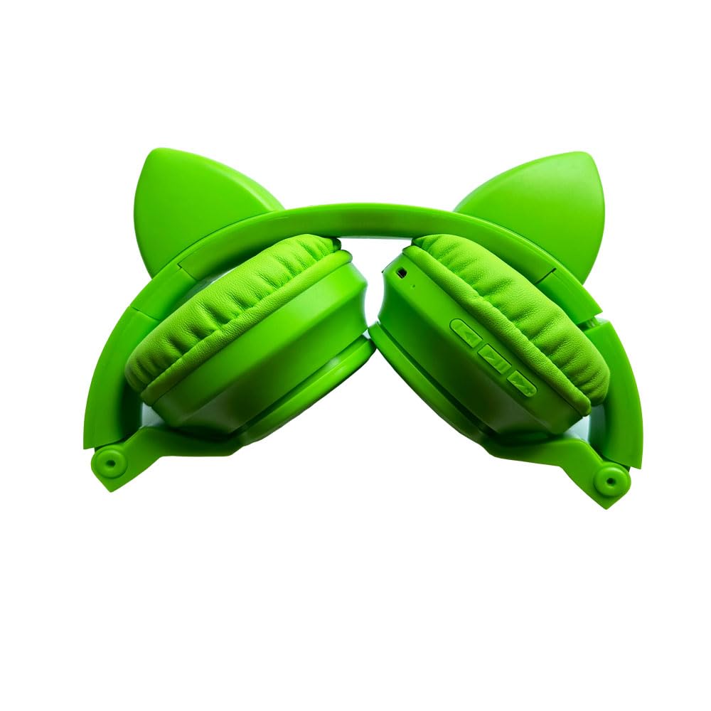 Kids Bluetooth Headphones,Cat Ear LED Light Up Wireless/Wired Headset,85 dB Volume Limited Foldable Headphones,Built-in Mic,Support FM/Micro…