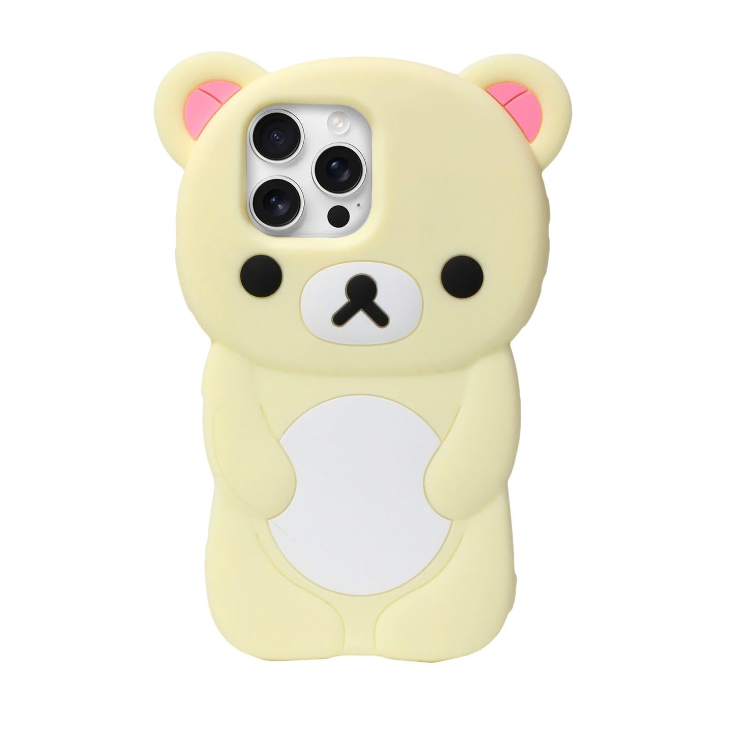 IAIYOXI Soft Silicone Bear Case for iPhone 15 Pro Max, Cute 3D Cartoon Teddy Bear Designed, Protective Lovely Fun Adorable Fashion Phone Case, Kawaii