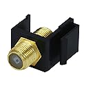 Monoprice Keystone Jack - Modular F-Type, For Use With Wall Plates and Keystone Panels, Black
