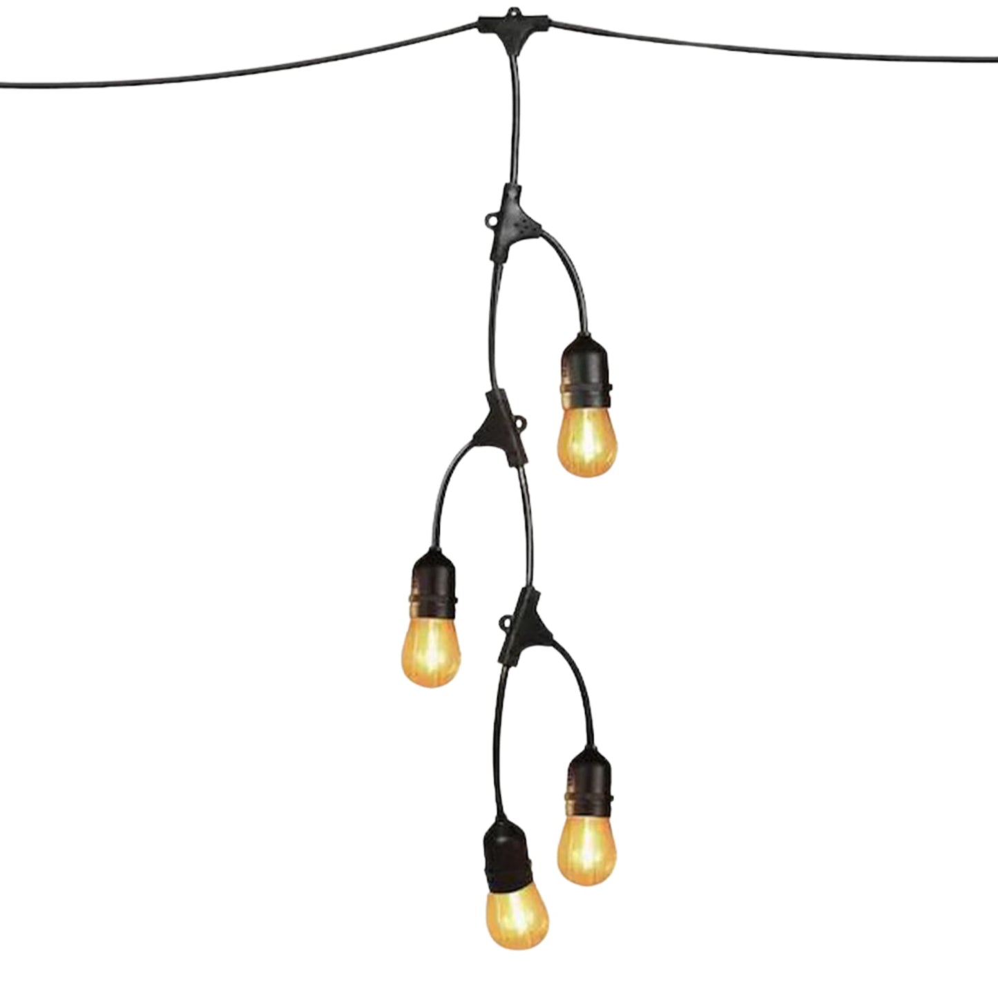 Feit Electric 12ft LED Outdoor Fence String Lights, 10 Sockets, 12pc. S14 LED Bulbs Included, E26 Base, 10 Watts, 2200K, Amber, SLM12-10/FIL