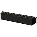 NavePoint 2U Metal Rack Mount Horizontal Cable Manager Duct Raceway for 19 Inch Server Rack