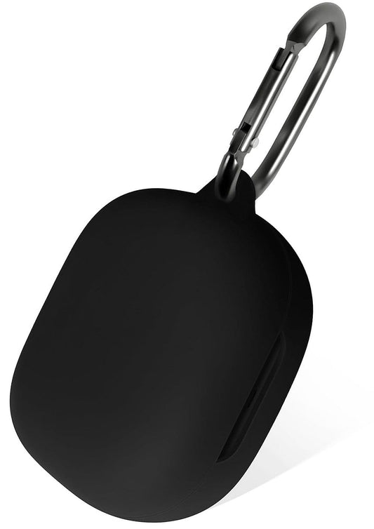 Geiomoo Silicone Case for SHOKZ OpenFit 2, Soft Flexible Scratch Resistant Protective Cover with Carabiner (Black)