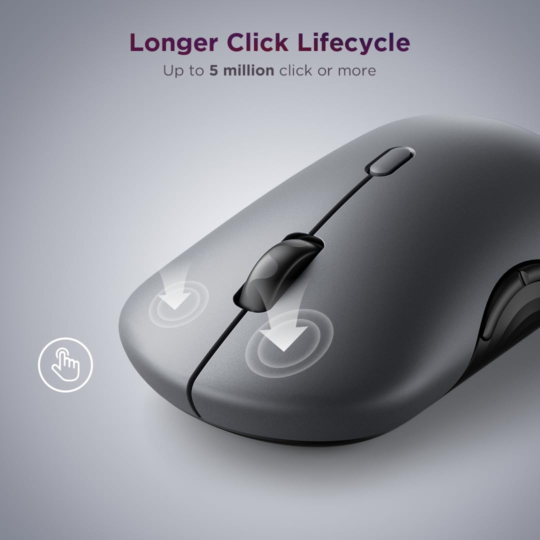 Lenovo 700 Multi-Device Wireless Mouse, Bluetooth or 2.4 GHz USB-A Connection, Connect up to 3 Devices, 36 Month Battery Life, Luna Grey