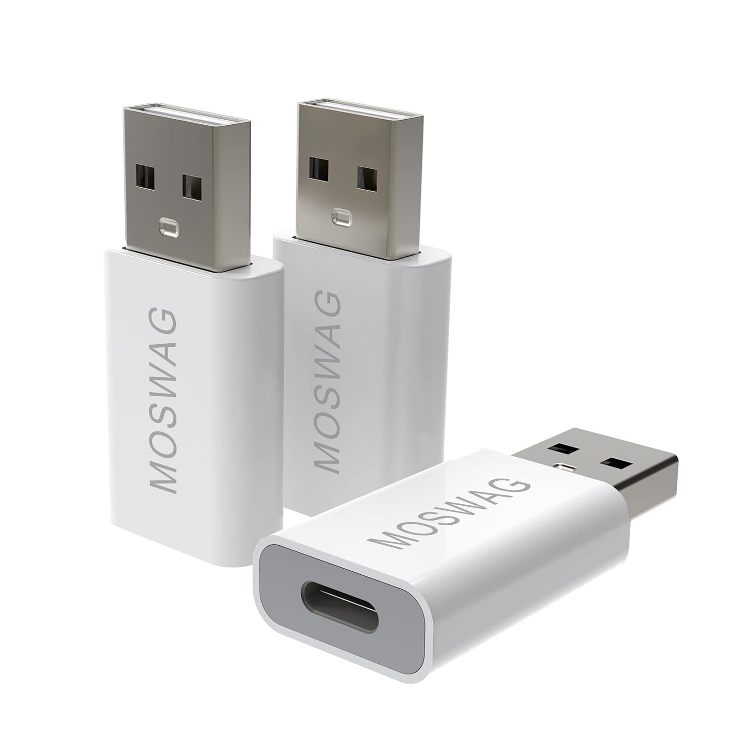 MOSWAG 3 Packs USB C Adapter USB C to USB Adapter USB Male to Type C Female Adapter Compatible with Apple MagSafe Charger,iMac,MacBook…