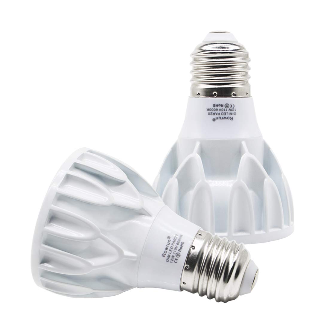 Rowrun PAR20 12W Narrow Flood LED Bulb E26 Dimmable 24° 6000K 2-Pack