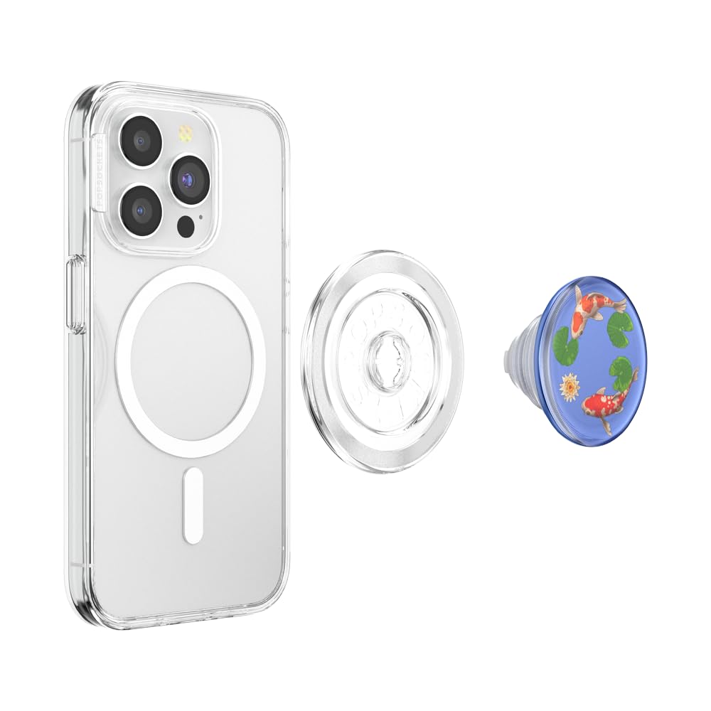 PopSockets Phone Grip for MagSafe, Magnetic Holder, Phone Stand, Clear - Koi Pond