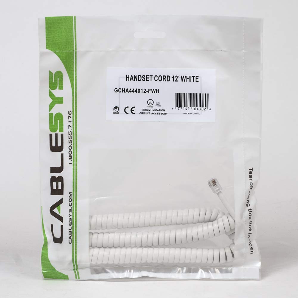 Cablesys GCHA444012-FWH / 12' WHITE Handset Cord