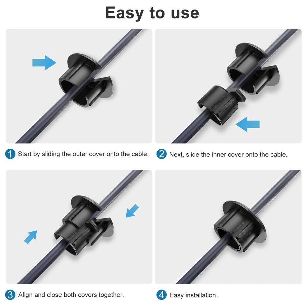 Bywen Furniture Wall Hole Bushing Cable Grommet for Starlink Ethernet Cable,Covering 3/4 inch Desk Holes,Universal Cable Management Wire Organizer