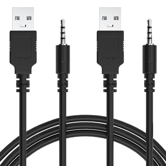 Warmstor 2-Pack 3.3-Feet USB 2.0 Type A Male to 3.5mm AUX Male Charging Cable Charge Cord for MP3 MP4 Players, Headphones, Speakers, Watches, Boombox