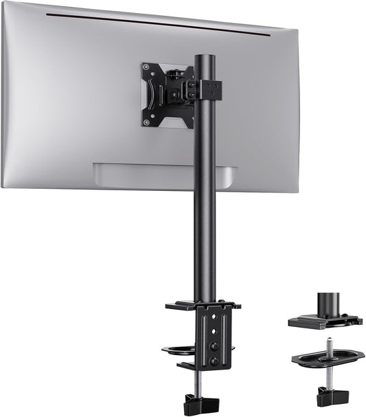 Ergear Monitor Mount for Most 13-32" Computer Screens up to 17.6lbs, Improved LCD LED Monitor Riser, Adjustable Height and Angle, Single Gaming Desk