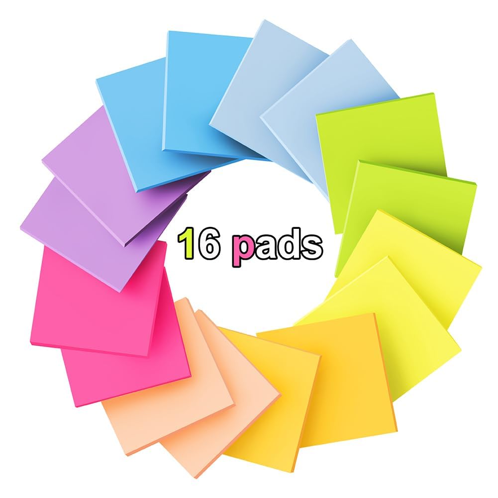 (16 Pack) Pop Up Sticky Notes 3x3 in Accordion Stickies,Bright Colors