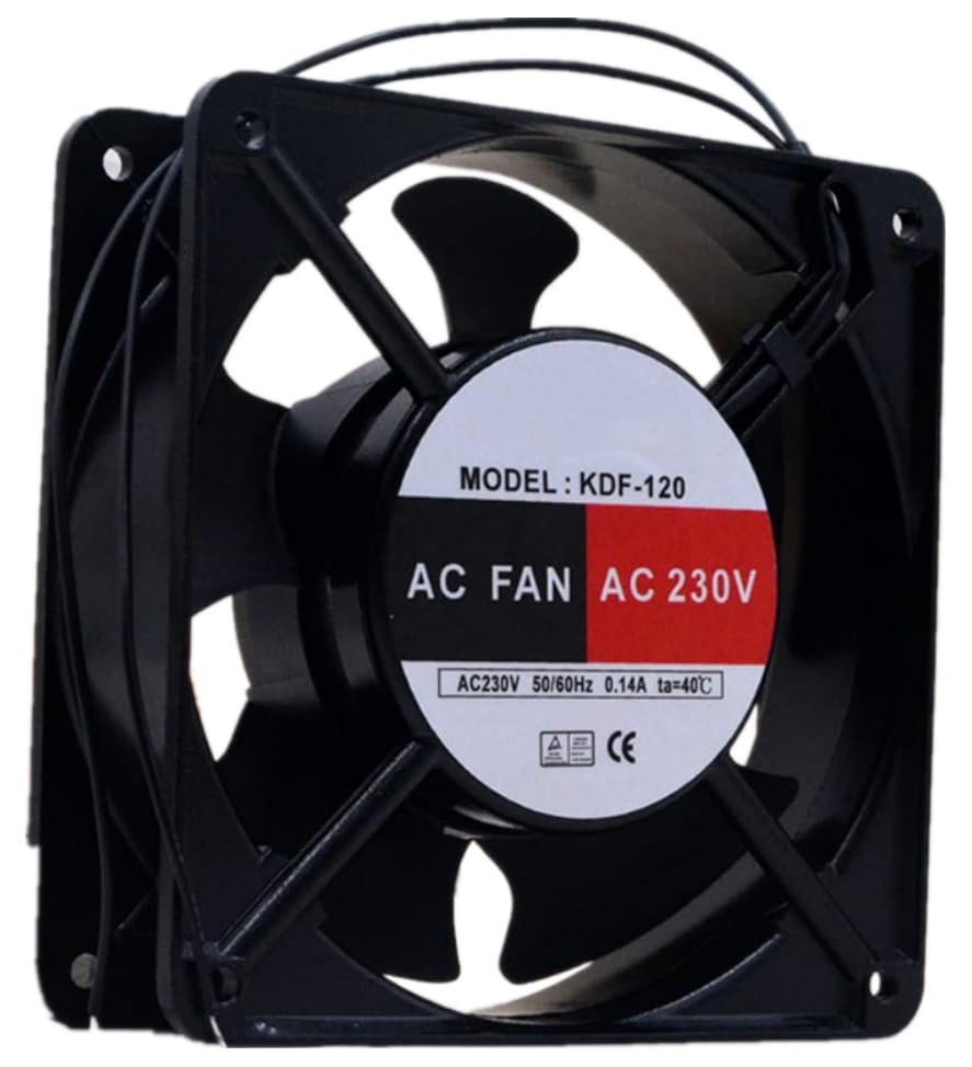 KDF-120 AC 230V 0.14A 120x120x38mm 91CFM 2-Wire Cooling Fan