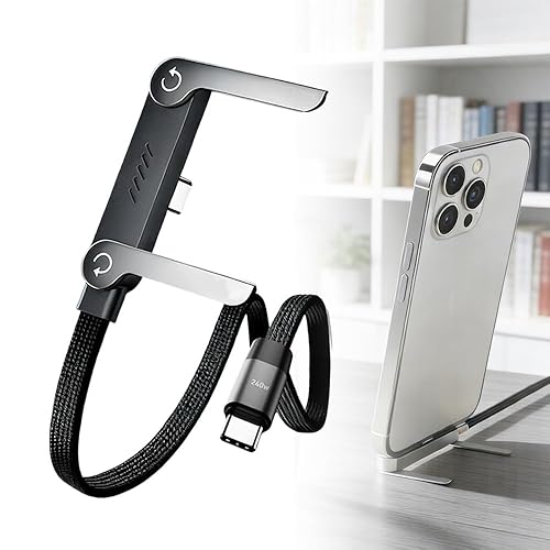 240w Braided Fast Charging Cable with Built-In Phone Stand,Invisible Stand Charging Cable,2026 New Foldable Durable USB-C Cord,90 Degree USB C Cable