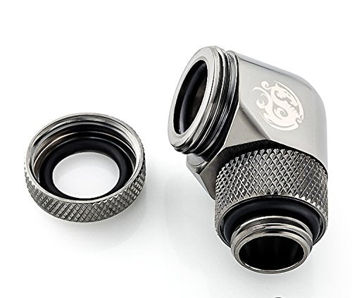 Bitspower G1/4" to Enhance Multi-Link Adapter Fitting for 12mm OD Rigid Tubing, 90 Degree Rotary, Black Sparkle, 4-Pack