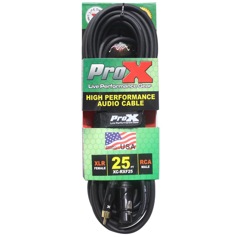 Prox XC-RXF25 25 Ft. Unbalanced RCA to XLR3-F High Performance Audio Cable