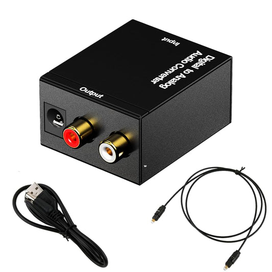 Digital to Analog Audio Converter, Optical/Coaxial/Spdif to RCA, 96KHz Sampling Rate, Gold-Plated Interface It is Suitable for converting Audio from