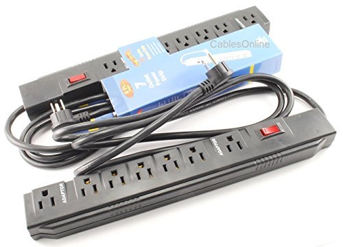 CablesOnline, Power Strip with 5 Horizontal + 2 Adapter Outlets w/6-foot Cable, SP-036