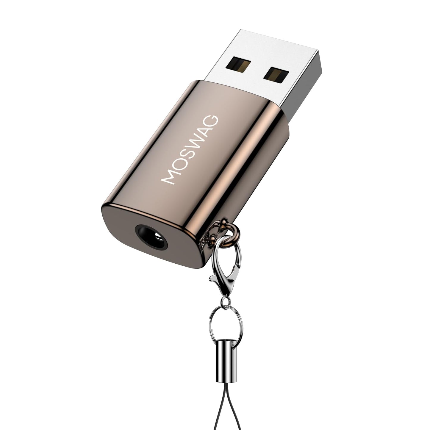 MOSWAG USB to Audio Jack Adapter, 3.5mm Jack Audio Adapter, External Stereo Sound Card TRRS Female Headset Compatible with PC, Laptop, Mac, Desktops