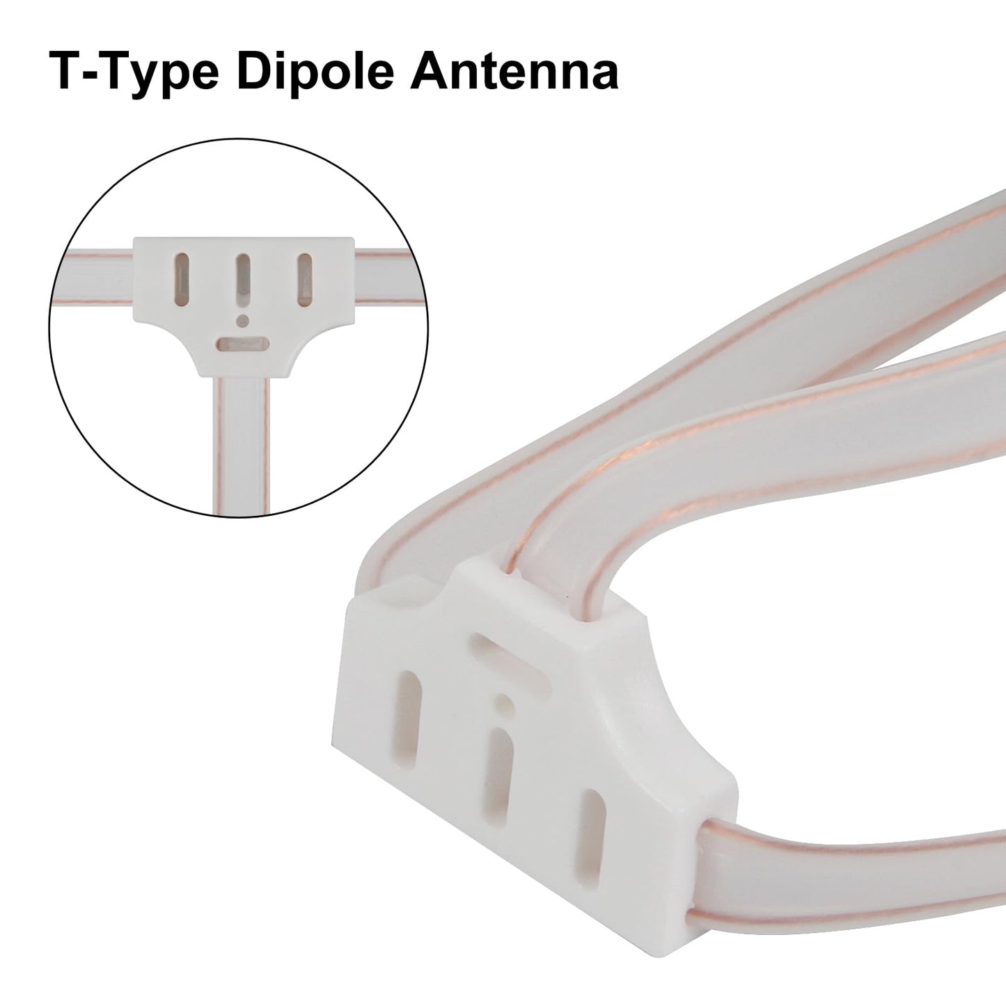 2Pcs FM Dipole Antenna Kit with 300 Ohm to 75 Ohm Adapter T-Shape Push-On F Type Balun for Stereo Receiver Indoor Use