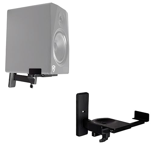 Rockville RHSB8 Adjustable Wall Mount Speaker Brackets (Pair), 180-Degree Swivel, 10-Degree Tilt, 40lb Capacity, Perfect for Home Theater and Studio