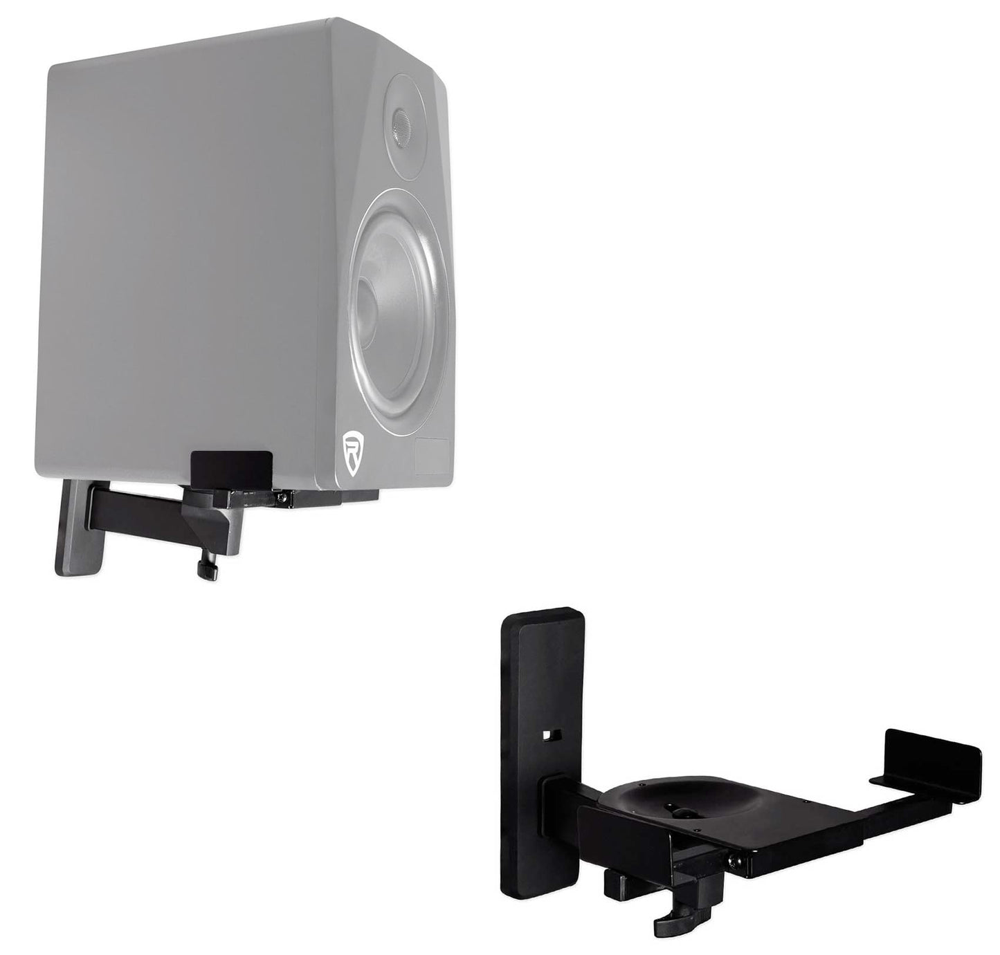 Rockville RHSB8 Adjustable Wall Mount Speaker Brackets (Pair), 180-Degree Swivel, 10-Degree Tilt, 40lb Capacity, Perfect for Home Theater and Studio