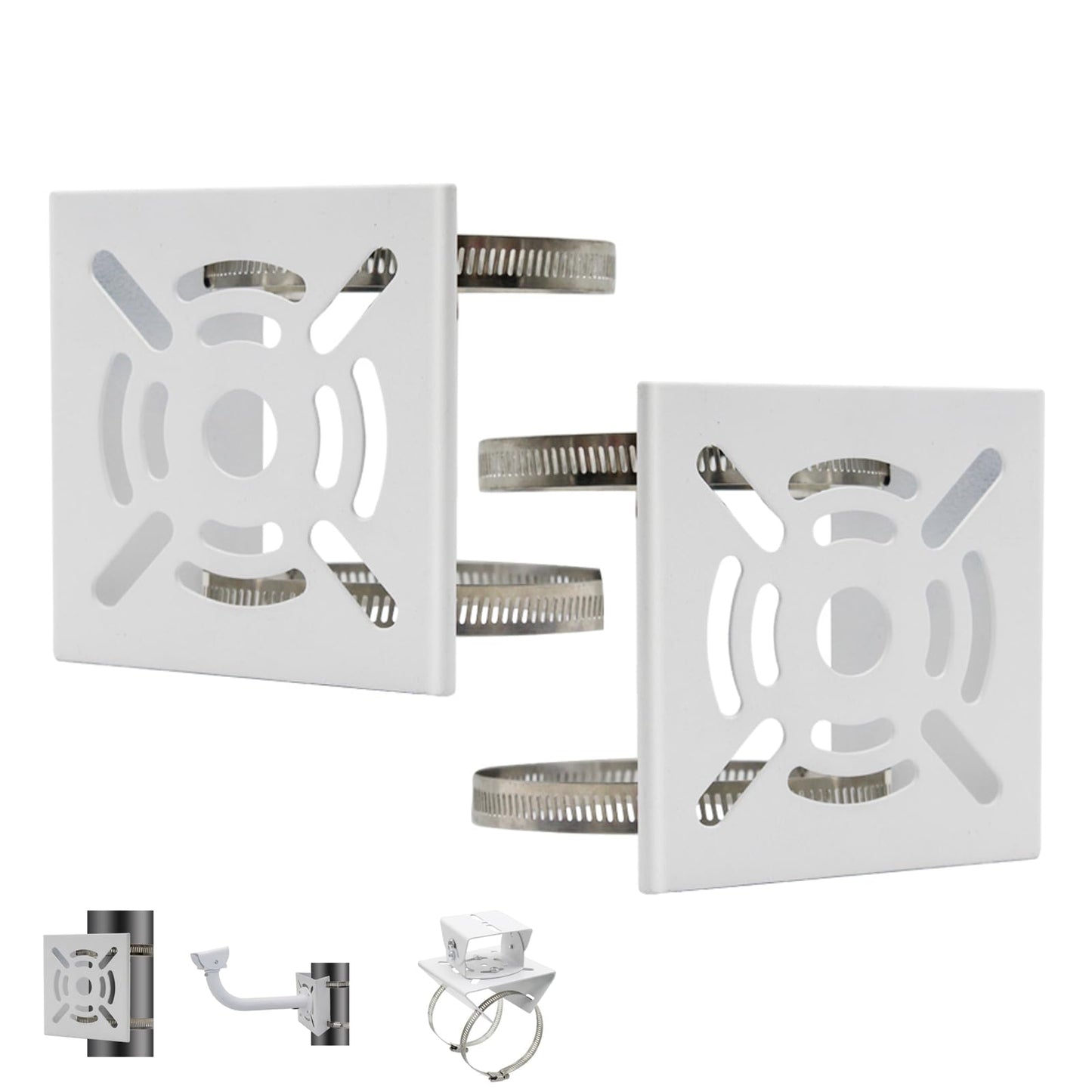Lighfast 2pcs Universal Wall Mounting Bracket with 4 Loops, Vertical Pole Mount Adapter for CCTV Security Camera PTZ Dome Indoor Outdoor AP Access