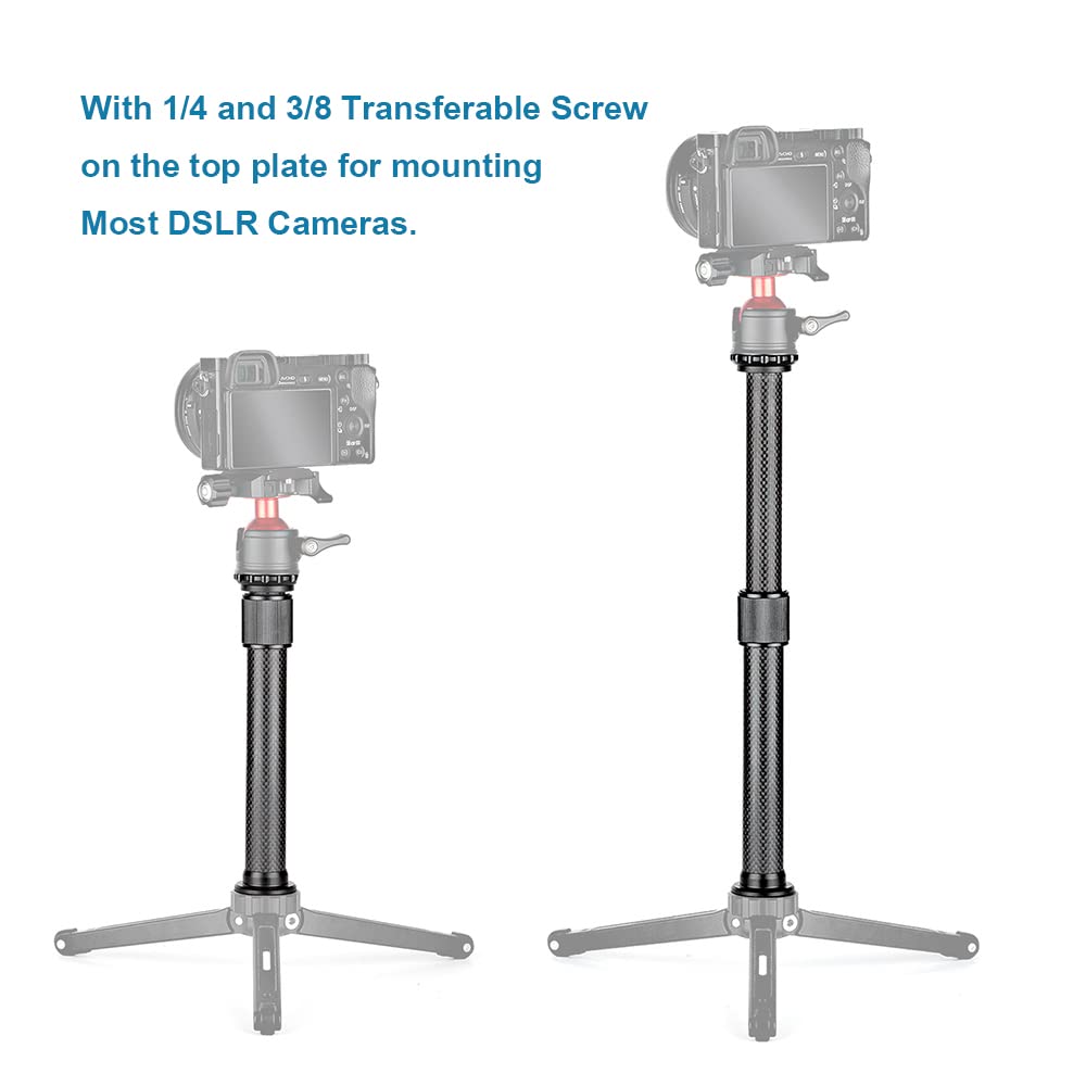 Carbon Fiber Tripod Extension Two-Section Rod Central Column Extender Tube for Photo Studio Monopod DSLR Camera Microphone Stand