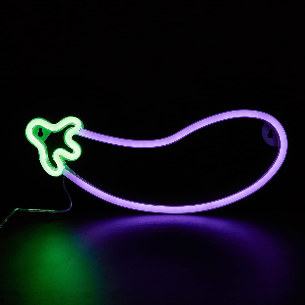 Chi-buy Eggplant Neon Sign, USB & Battery Powered Neon Light for Wall, No Install Game Room, Bedroom, Living Room Decor, Funny Night Light, Unique