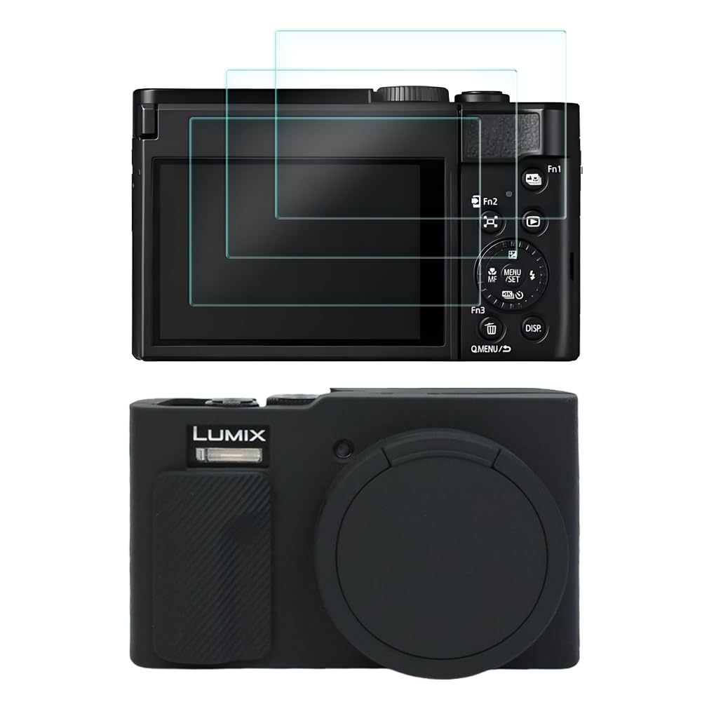 HUADU Screen Protector Compatible for Panasonic Lumix ZS99 Digital Camera,Tempered Glass Film Anti-Scratch High Definition and Soft Silicone Case