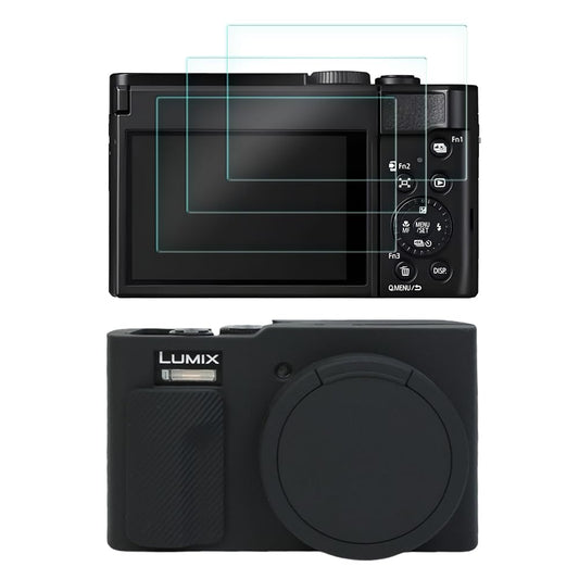 HUADU Screen Protector Compatible for Panasonic Lumix ZS99 Digital Camera,Tempered Glass Film Anti-Scratch High Definition and Soft Silicone Case