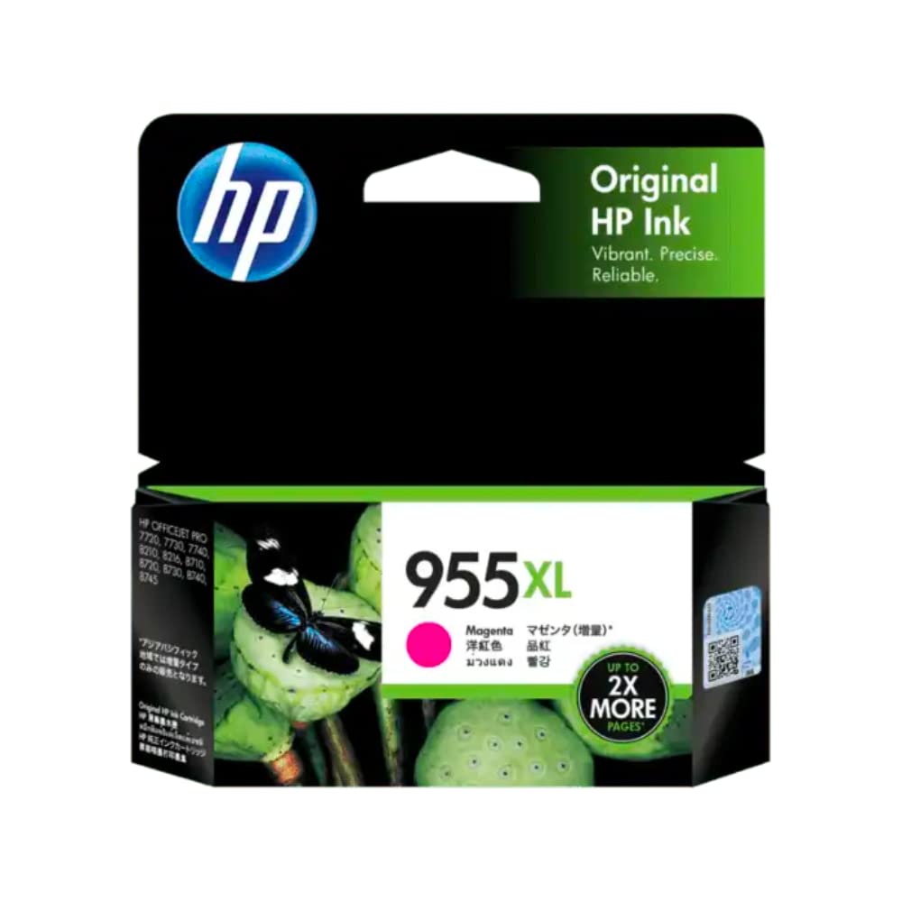 HP 955XL Original Magenta Ink Cartridges (Original, Pigment Ink, Magenta, OfficeJet Pro 8210 Printer, OfficeJet Pro 8216/8218 Printer, OfficeJet Pro