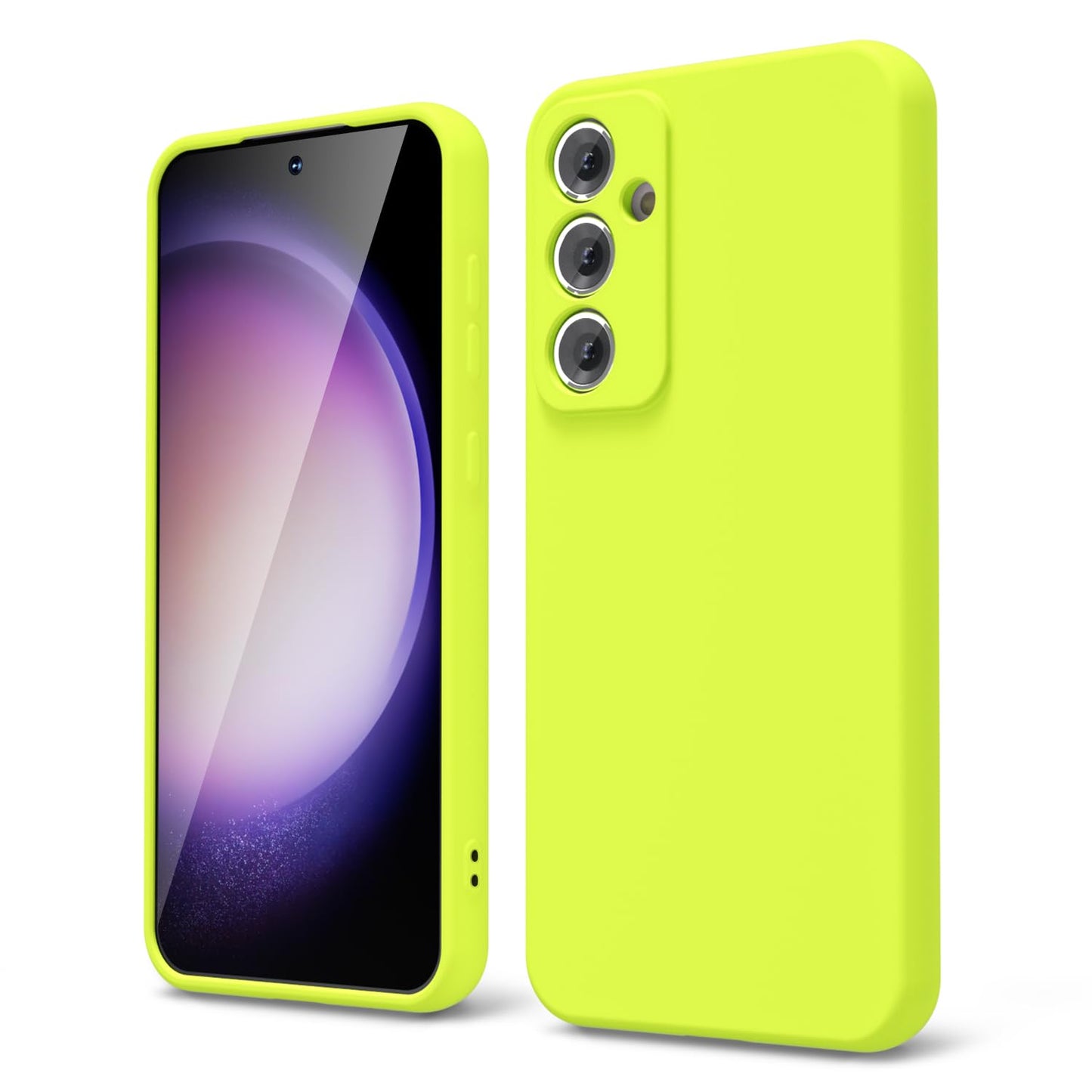 oakxco for Samsung Galaxy S23 FE Case Liquid Silicone, Neon Green Fluorescent Bright Solid Color, Cute Thin Slim Soft Rubber TPU Plain Smooth Gel