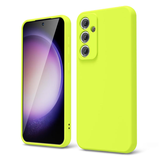 oakxco for Samsung Galaxy S23 FE Case Liquid Silicone, Neon Green Fluorescent Bright Solid Color, Cute Thin Slim Soft Rubber TPU Plain Smooth Gel