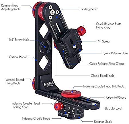 Andoer 720 Degree Panoramic Tripod Head with Arca-Swiss Ball Head Quick Release Plate Max. Load 10kg for Nikon Canon Sony DSLR Camera