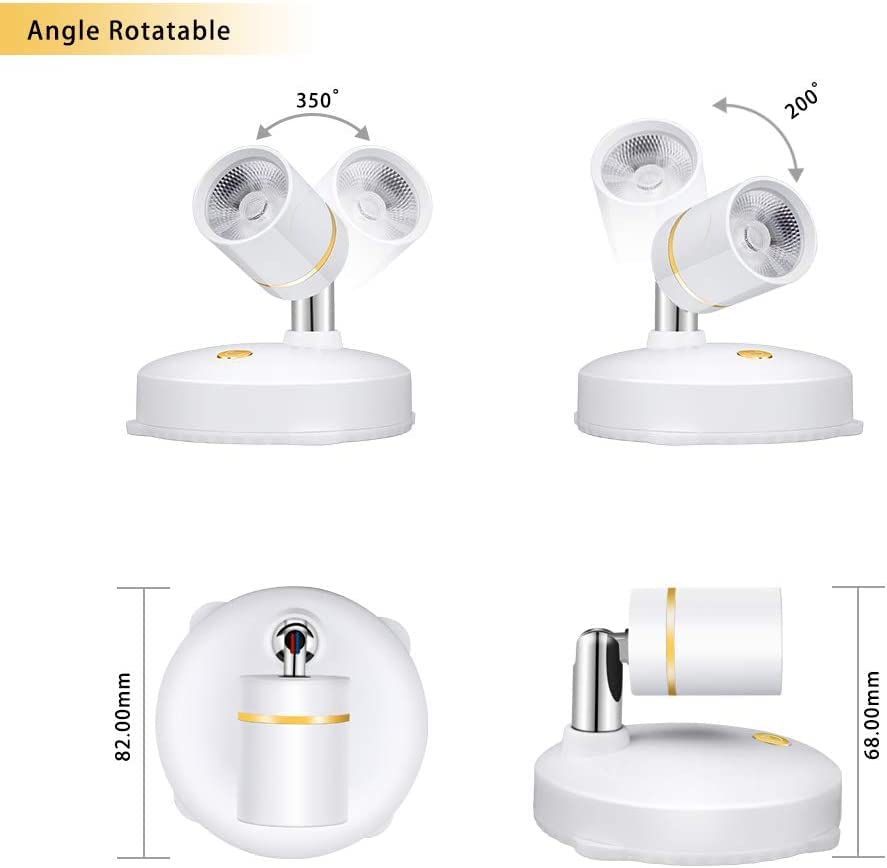 LEASTYLE Battery Operated Spotlight,LED Cordless Spot Lights Indoor with Remote, Wireless Uplighting for Wall Display Artwork Accent